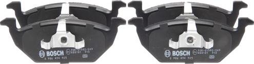 BOSCH 0 986 494 925 - Juego de pastillas de freno vegaparts.es