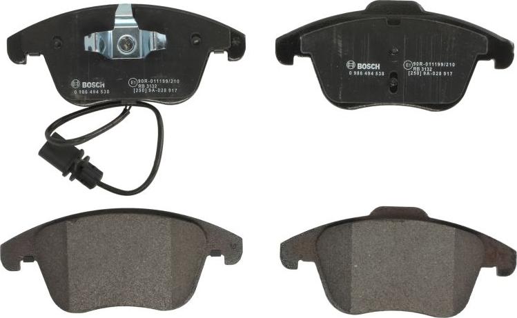 BOSCH 0 986 494 538 - Juego de pastillas de freno vegaparts.es