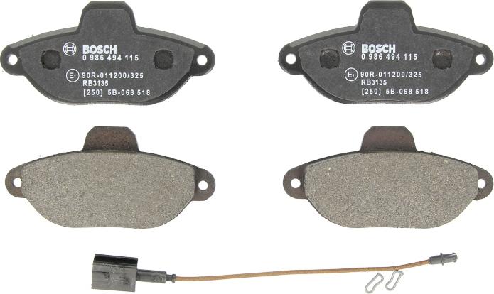 BOSCH 0 986 494 115 - Juego de pastillas de freno vegaparts.es