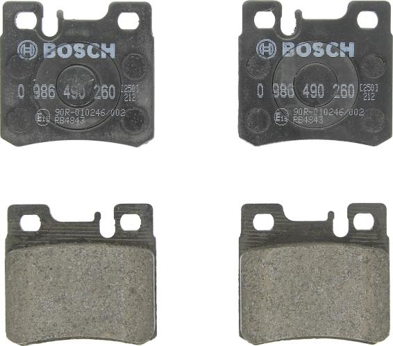 BOSCH 0 986 490 260 - Juego de pastillas de freno vegaparts.es