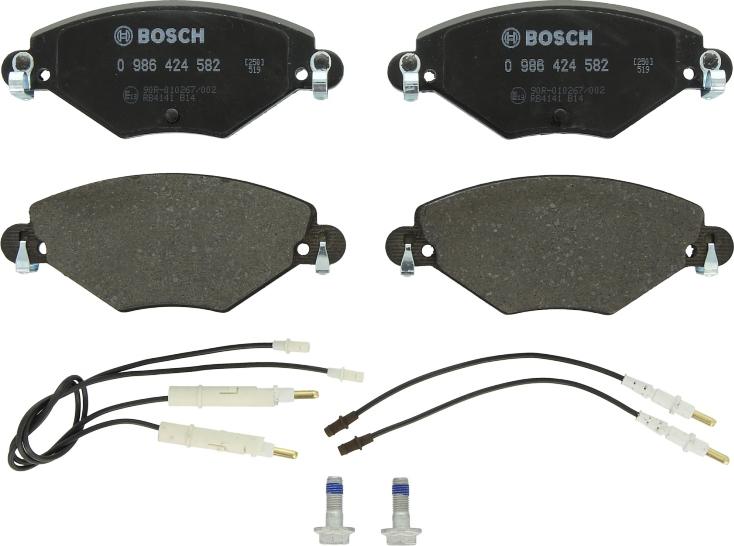 BOSCH 0 986 424 582 - Juego de pastillas de freno vegaparts.es