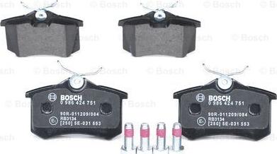 BOSCH 0 986 424 751 - Juego de pastillas de freno vegaparts.es