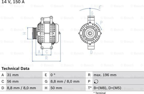 BOSCH 0 986 043 910 - Alternador vegaparts.es