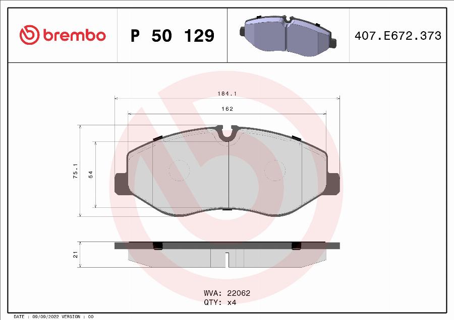 Brembo P 50 129 - Juego de pastillas de freno vegaparts.es