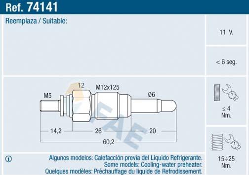 FAE 74141 - Bujía de precalentamiento vegaparts.es