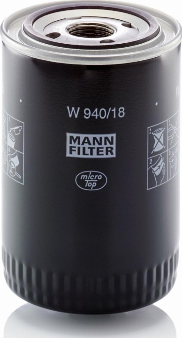 Mann-Filter W 940/18 - Filtro de aceite vegaparts.es