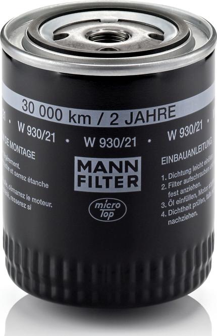 Mann-Filter W 930/21 - Filtro de aceite vegaparts.es