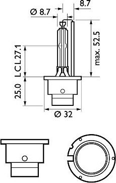 PHILIPS 85122WHV2C1 - Lámpara, faro de carretera vegaparts.es