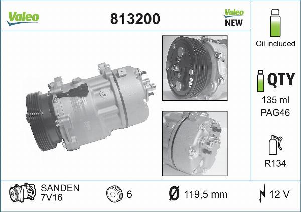 VALEO 813200 - Compresor, aire acondicionado vegaparts.es