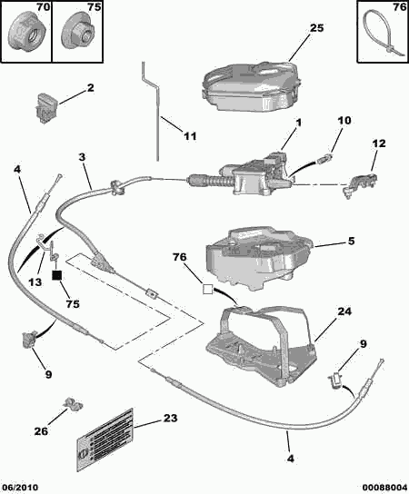 PSA 4746 77 - Cable de accionamiento, freno de estacionamiento vegaparts.es