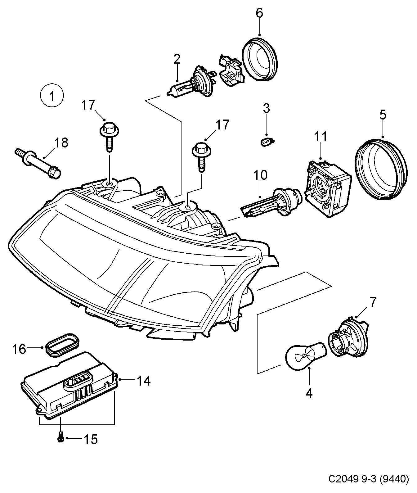 SAAB 12790588 - Lámpara, faro principal vegaparts.es