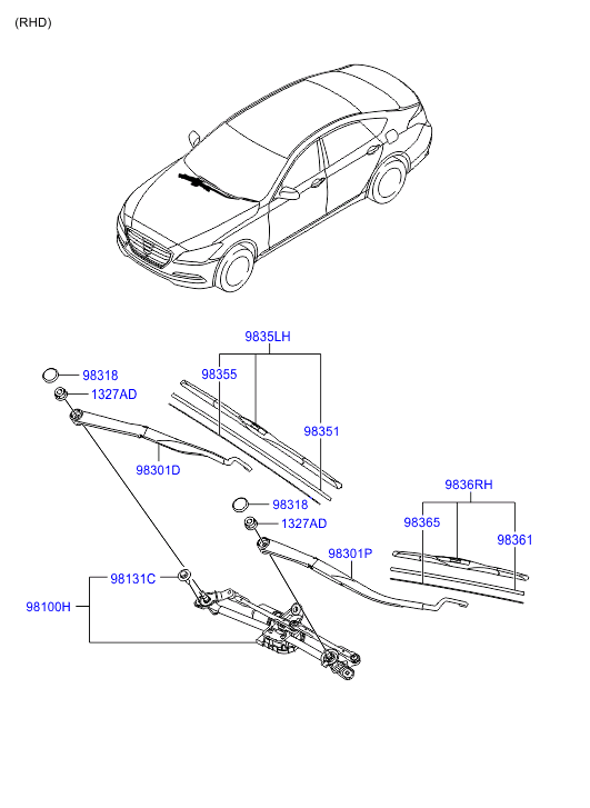 KIA-HYUNDAI 98360B1000 - Limpiaparabrisas vegaparts.es