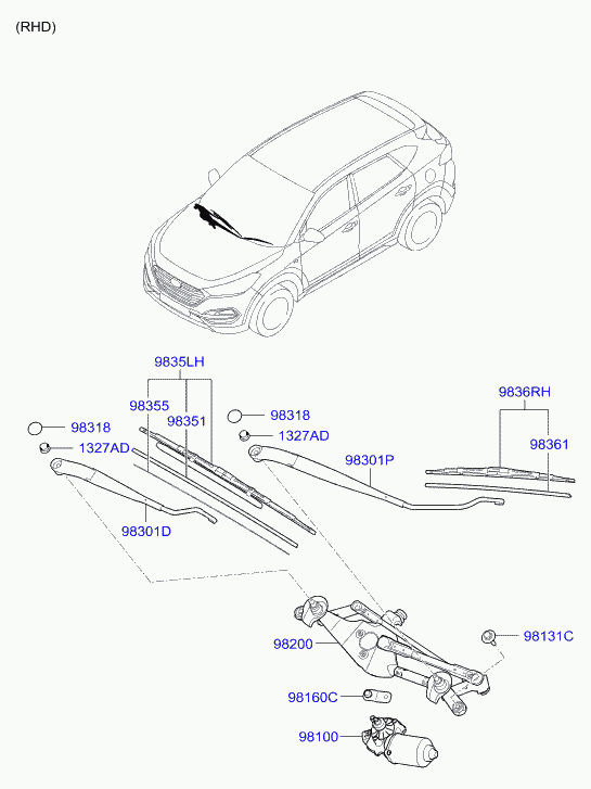KIA-HYUNDAI 98350-3S300 - Limpiaparabrisas vegaparts.es