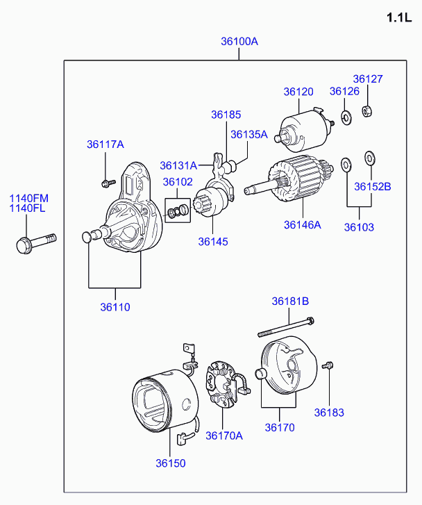 KIA-HYUNDAI 36100-22800 - Motor de arranque vegaparts.es