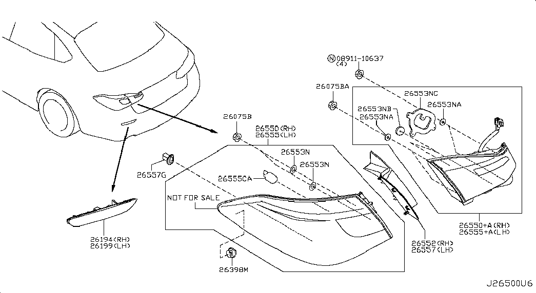 NISSAN 26261-89964 - Lámpara, luz para lectura vegaparts.es