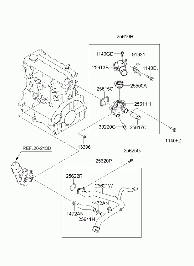 KIA-HYUNDAI 25500 2A050 - Termostato, refrigerante vegaparts.es