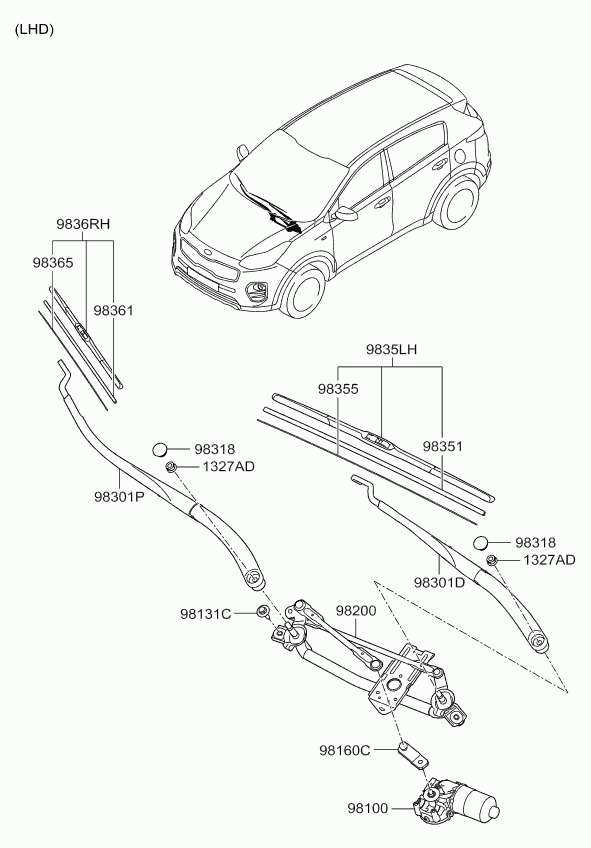 KIA-HYUNDAI 98350-F1000 - Limpiaparabrisas vegaparts.es