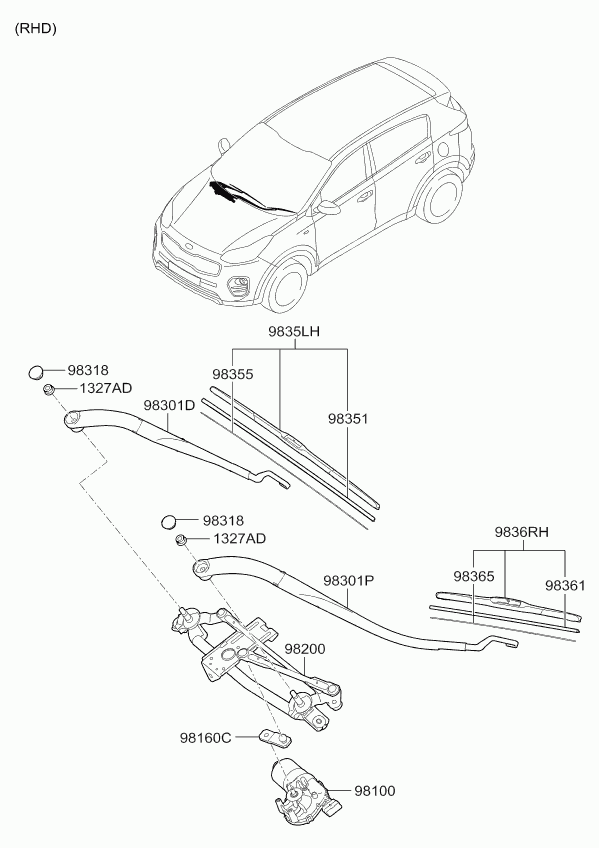 KIA-HYUNDAI 98350-F1000 - Limpiaparabrisas vegaparts.es