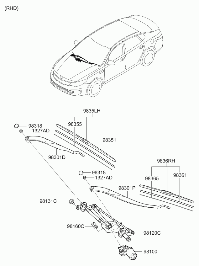 KIA-HYUNDAI 98350-3S300 - Limpiaparabrisas vegaparts.es
