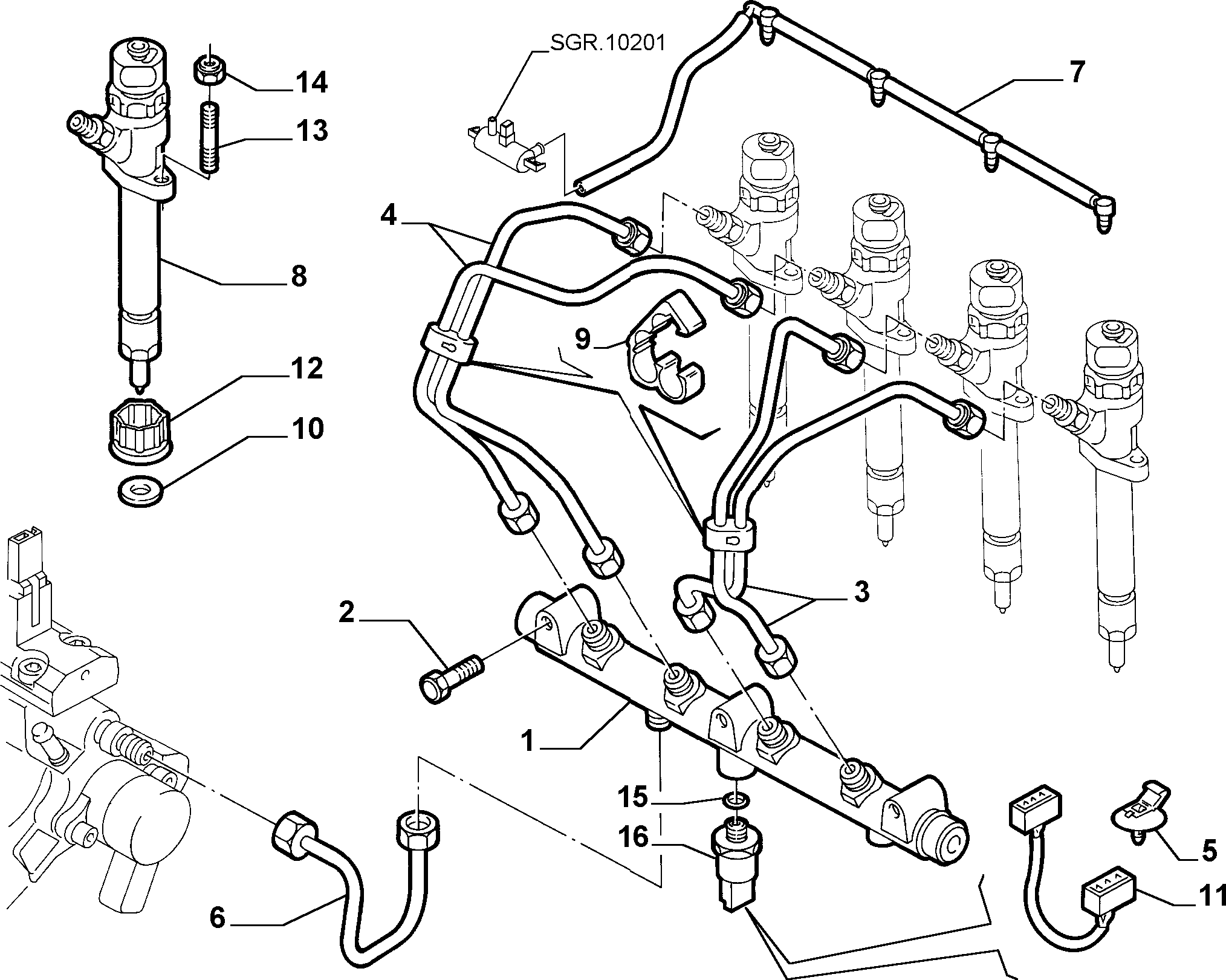 FCA 9633310080 - Sensor, presión combustible vegaparts.es