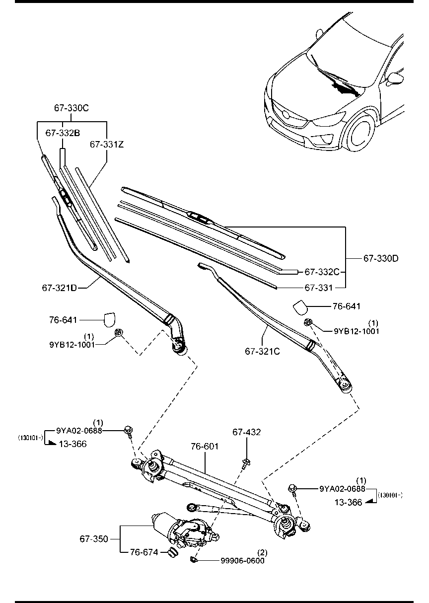 MAZDA GS1D-67-330 - Limpiaparabrisas vegaparts.es