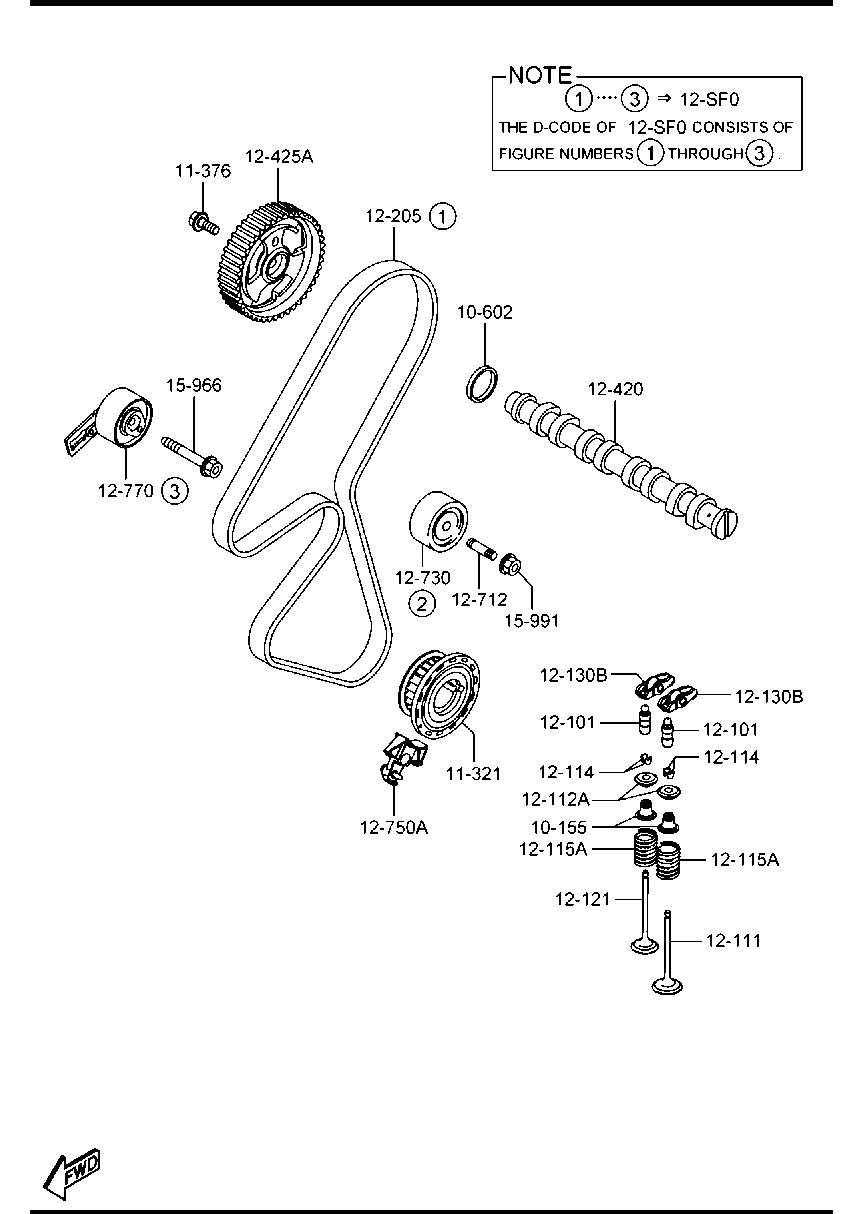MAZDA Y655-12-205 - Correa dentada vegaparts.es
