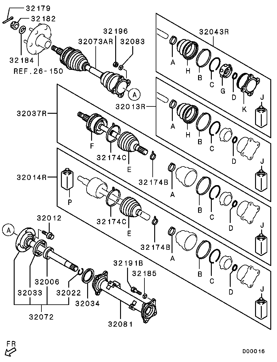 Mitsubishi MR528709 - Fuelle, árbol de transmisión vegaparts.es