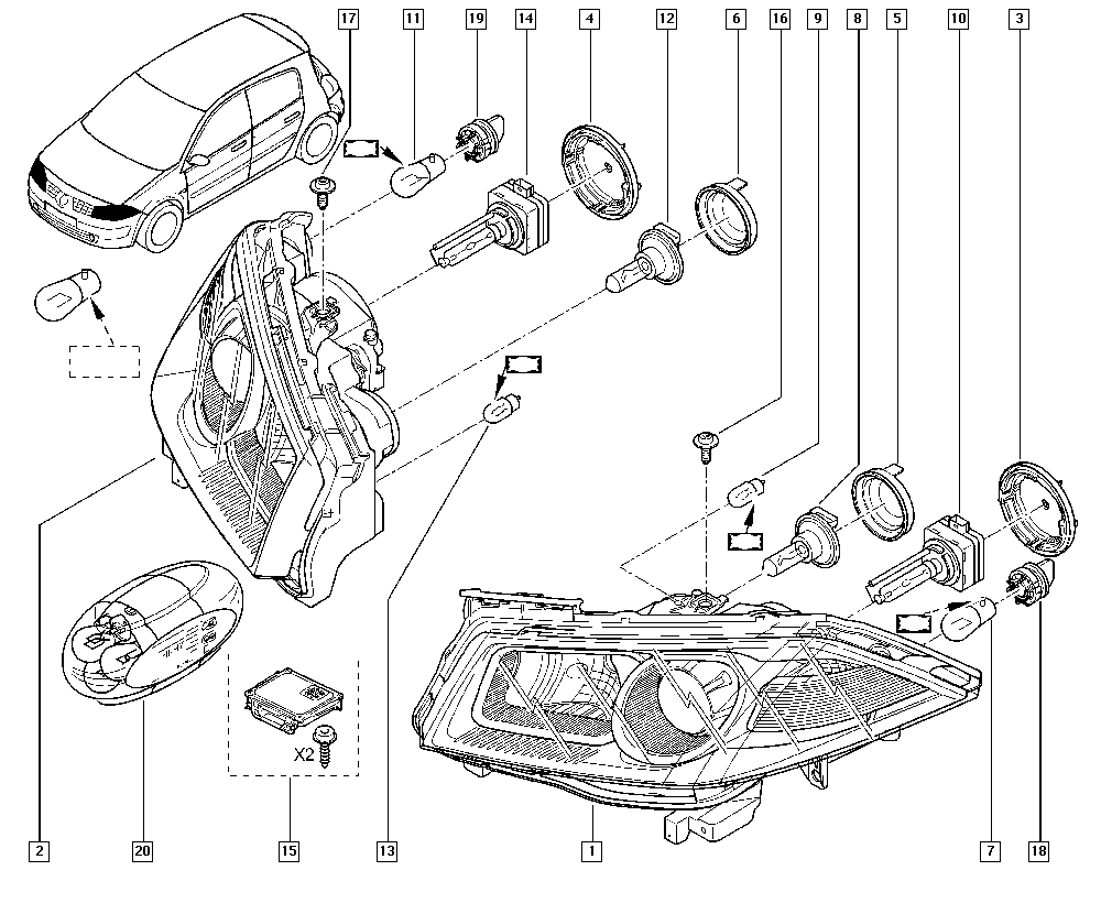 RENAULT 7701208945 - Encendedor, lámpara descarga gases vegaparts.es