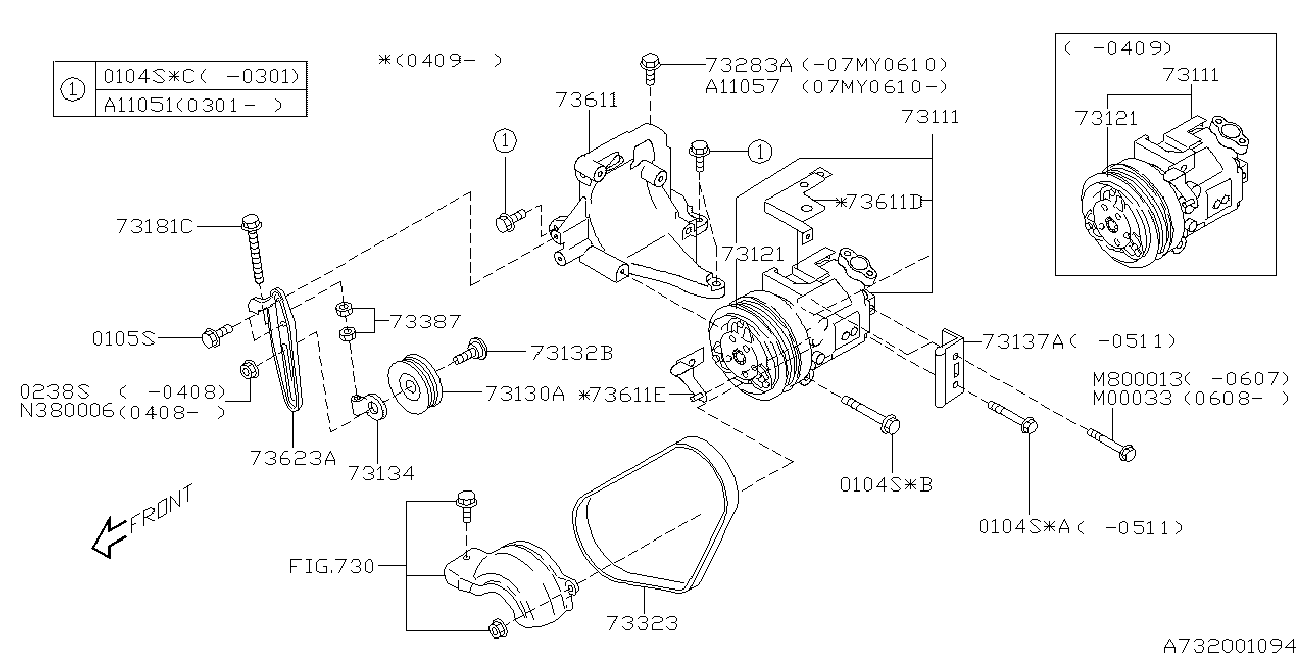 Subaru 73323 AC010 - Correa trapecial poli V vegaparts.es