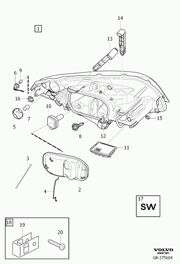 Volvo 30784923 - Encendedor, lámpara descarga gases vegaparts.es